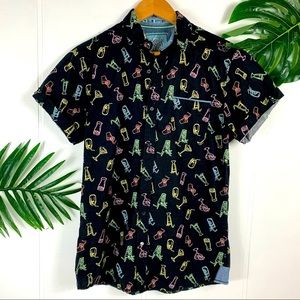 GOOD VIBES Men’s Tiki Drink ButtonDown Shirt XL